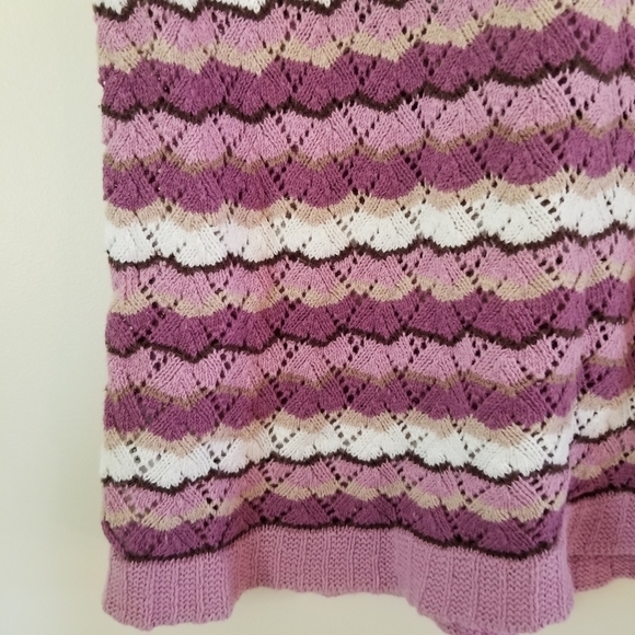 Traditions Grandmacore Crochet Striped Top Size L- 14 100% Cotton - Picture 2 of 9